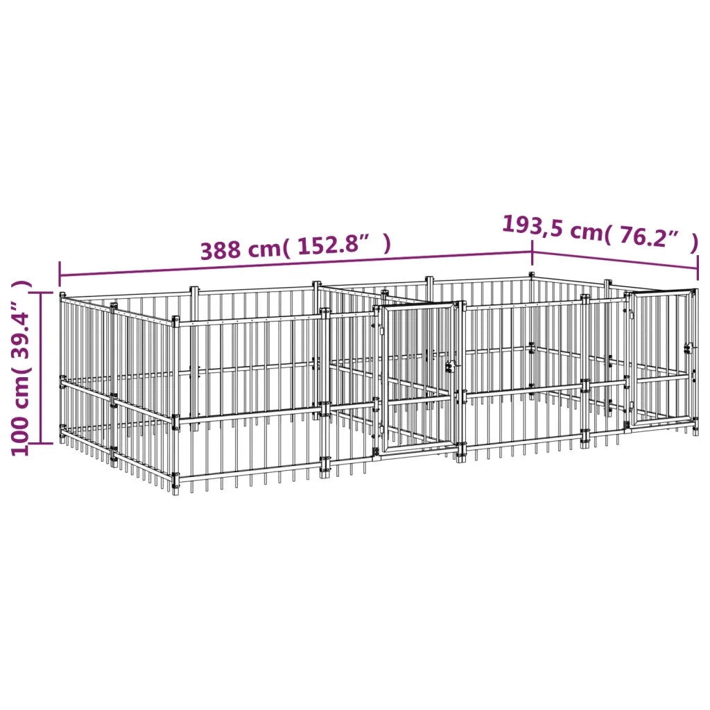 Gabbia per Cani da Esterno in Acciaio 7,51 m² 3124664