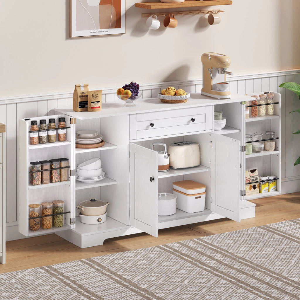 Credenza da cucina con 1 cassetto e ripiani regolabili; per cucina; in MDF; bianco