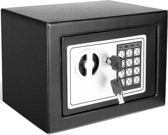 Safetta digitale - barriera di sicurezza elettronica - cassaforte per ufficio domestico con 2 chiavi - 23 x 17 x 17 cm - nero Cassaforte resistente al fuoco