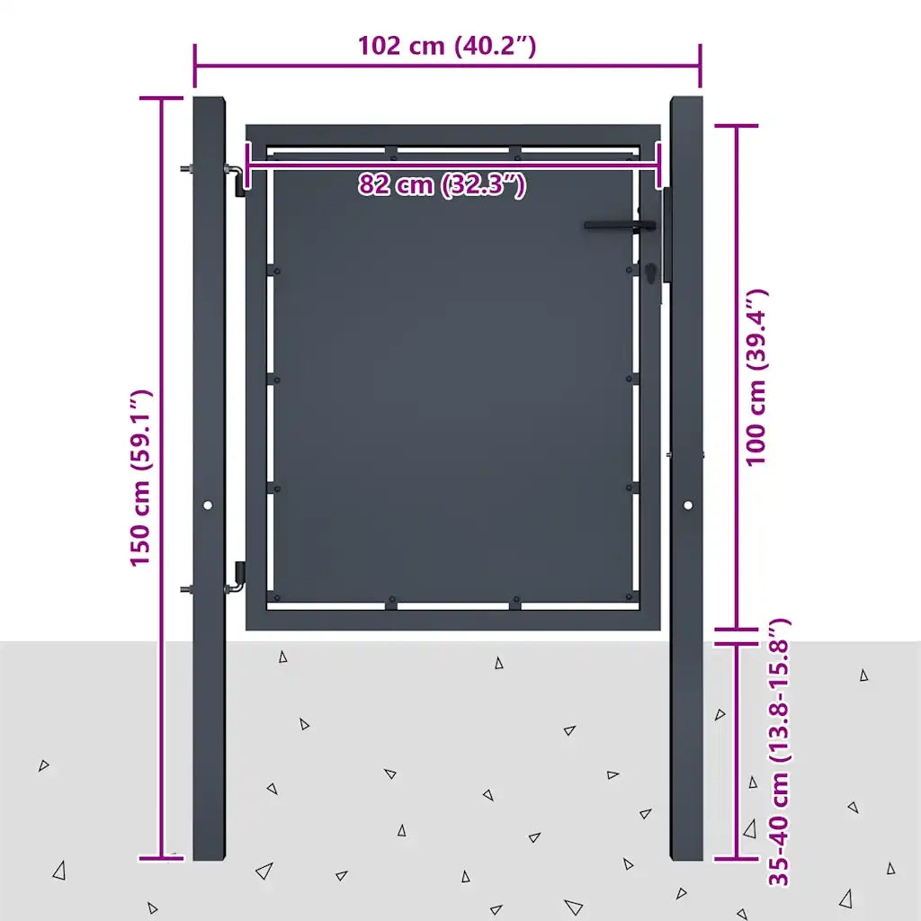Cancello per Giardino in Acciaio 100x100cm Antracite cod mxl 47427
