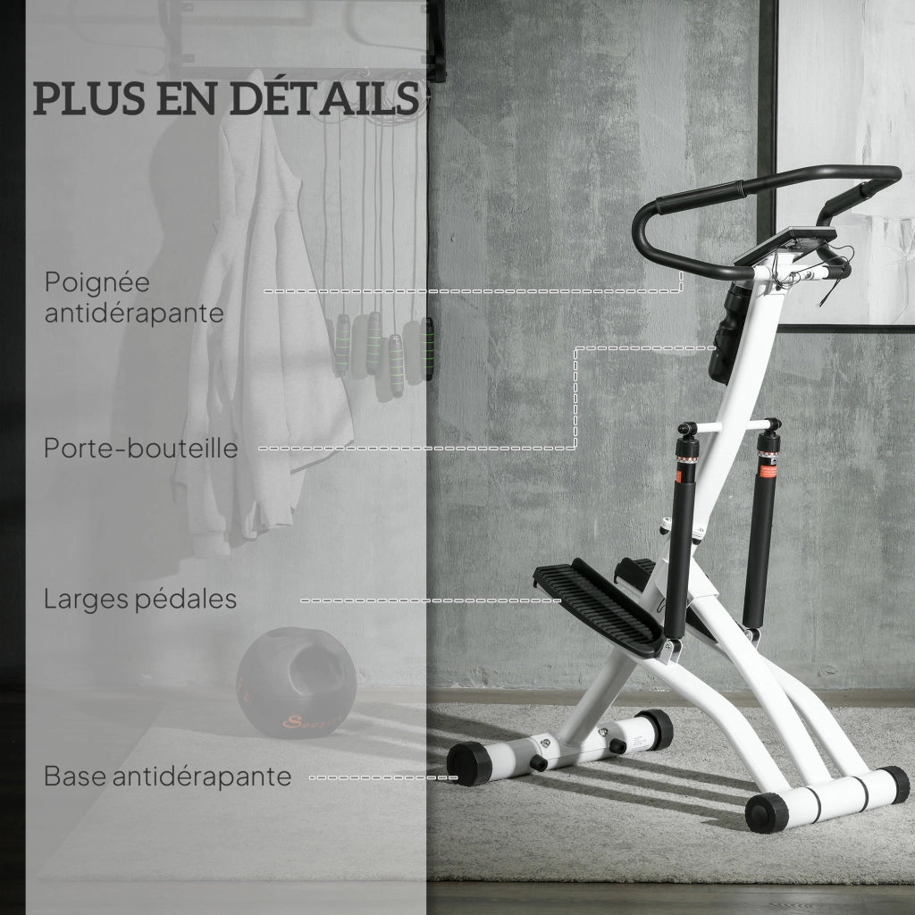 Stepper con manubrio 12 livelli resistenza regolabile LCD 2 ruote pedali antiscivolo ¨C zephmum ¨C bianco e nero