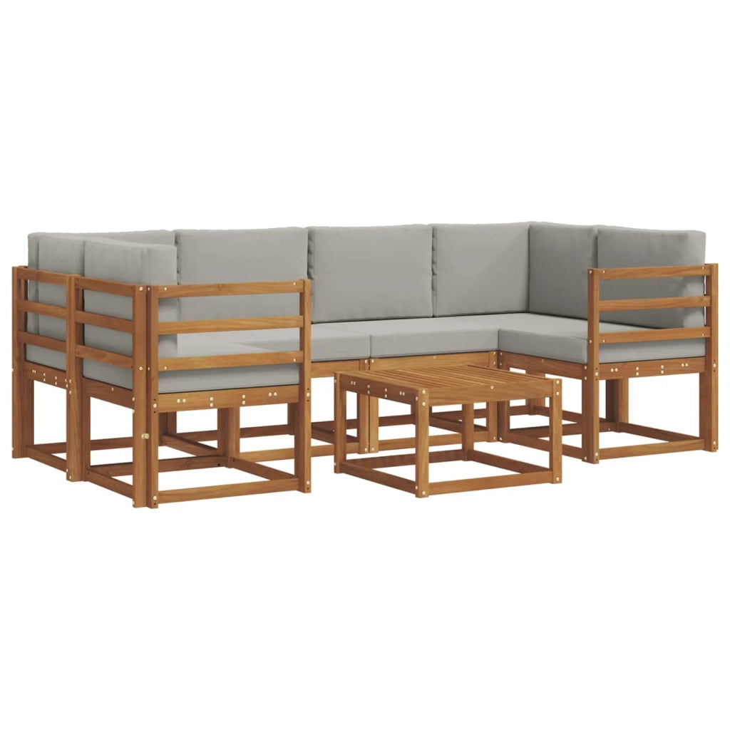 Set di divani da esterno 7 pcs Grigio Naturale e Chiaro
