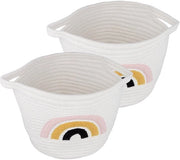 Set di Organizzatori per Cucina da 2 - Corda di Cotone - Intrecciata Bianca - 25 x 20 cm - Organizzatore Decorativo - per Cucina e Cucina - Cucina