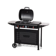 Barbecue a Gas Cheffo a 3 Fuochi Accensione Piezoelettrica 130,5x50,5x93 cm Potenza 8,5 kW in Acciaio Nero