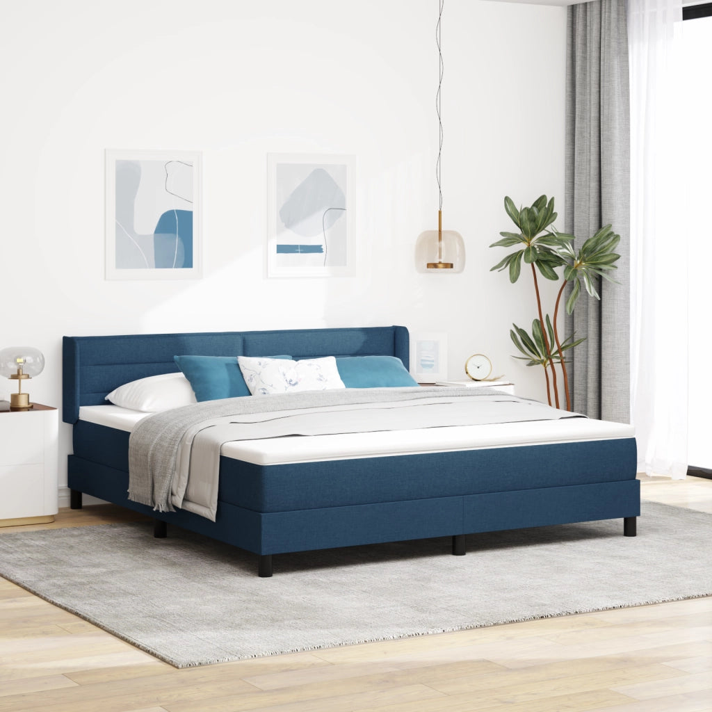 Letto Box Spring  con Materasso Blu 180x200 cm Tessuto