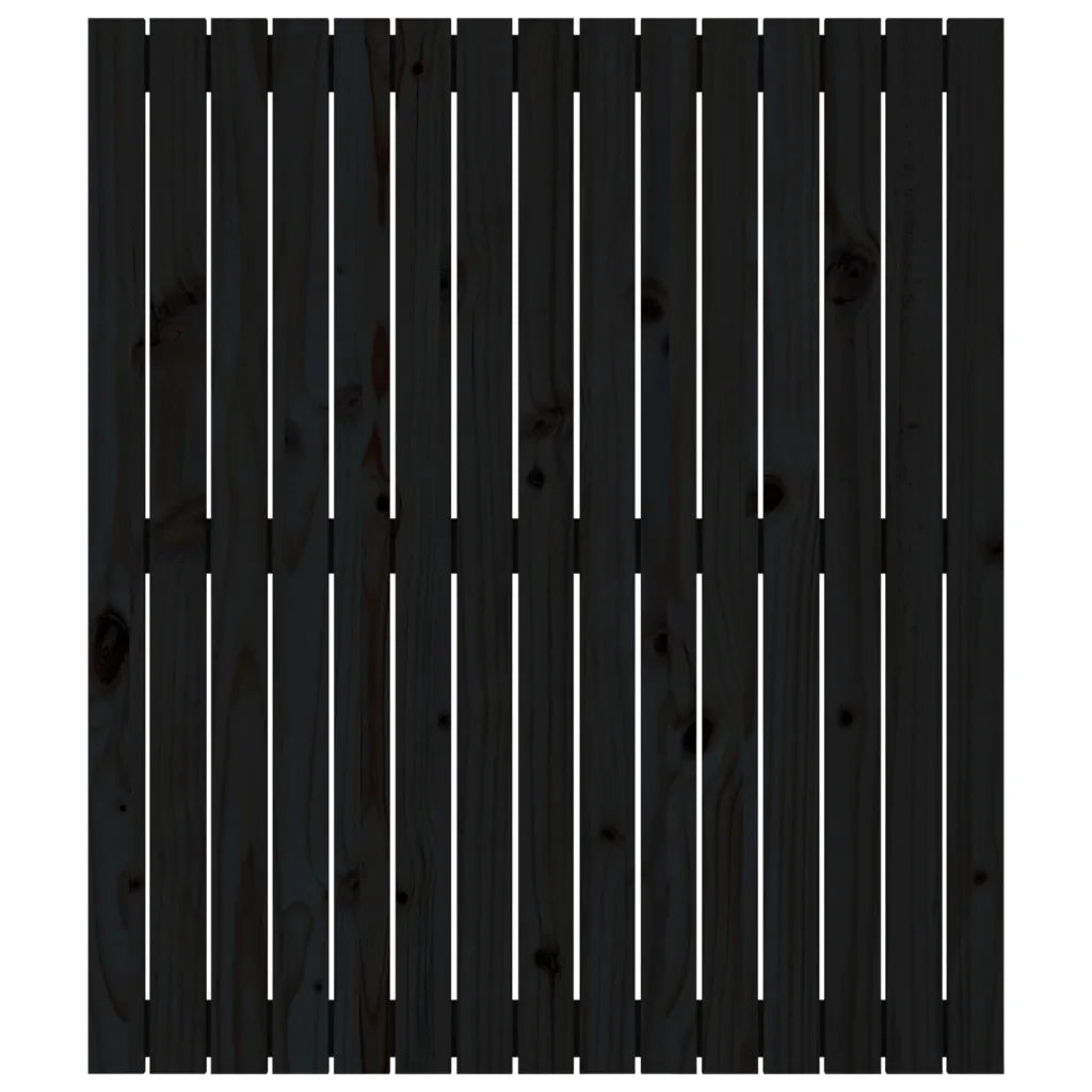 Testiera da Parete Nera 95,5x3x110 cm in Legno Massello di Pino 824937