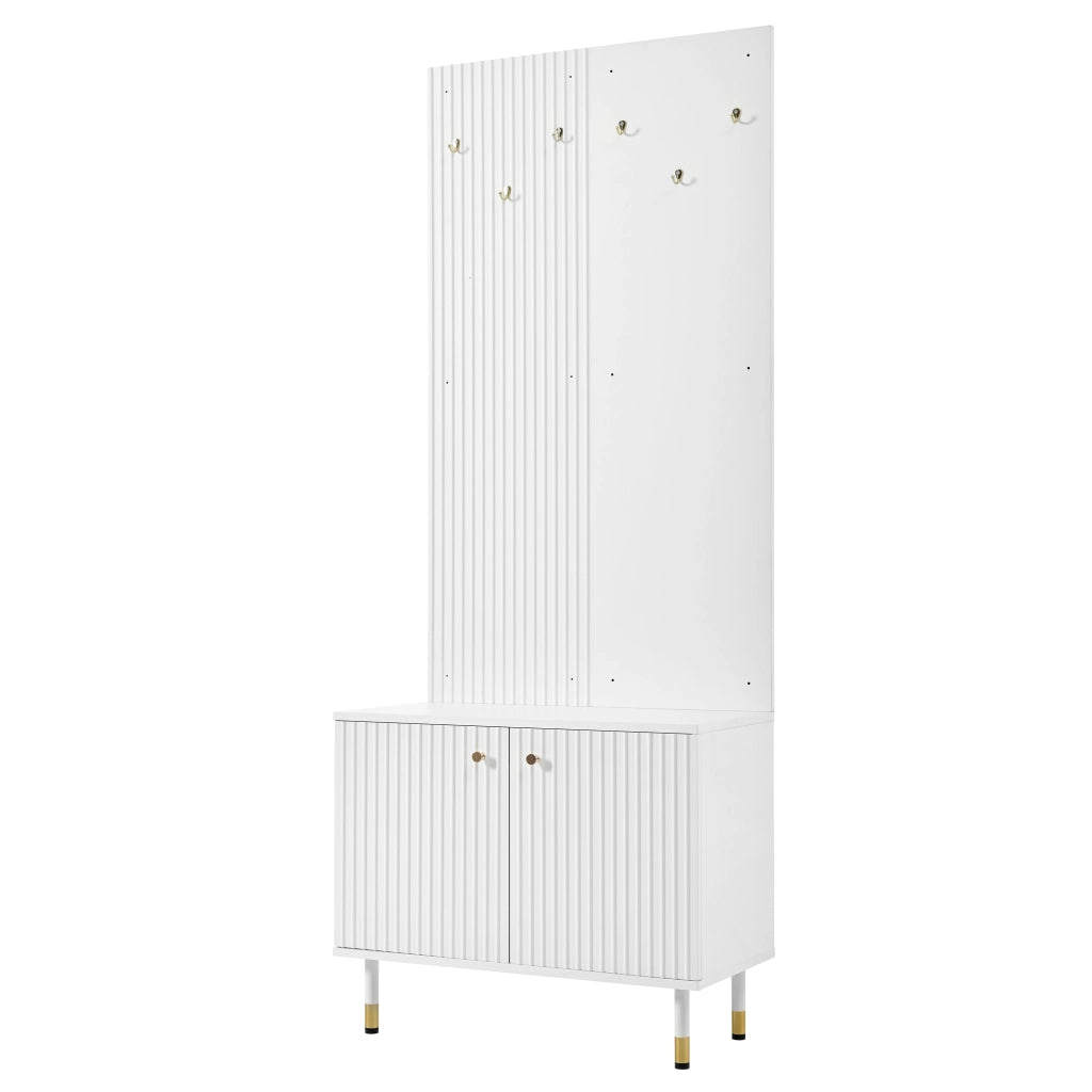 Mobile ingresso combinato con appendiabiti e scarpiera, 70 x 35 x 180 cm, bianco, PB e MDF