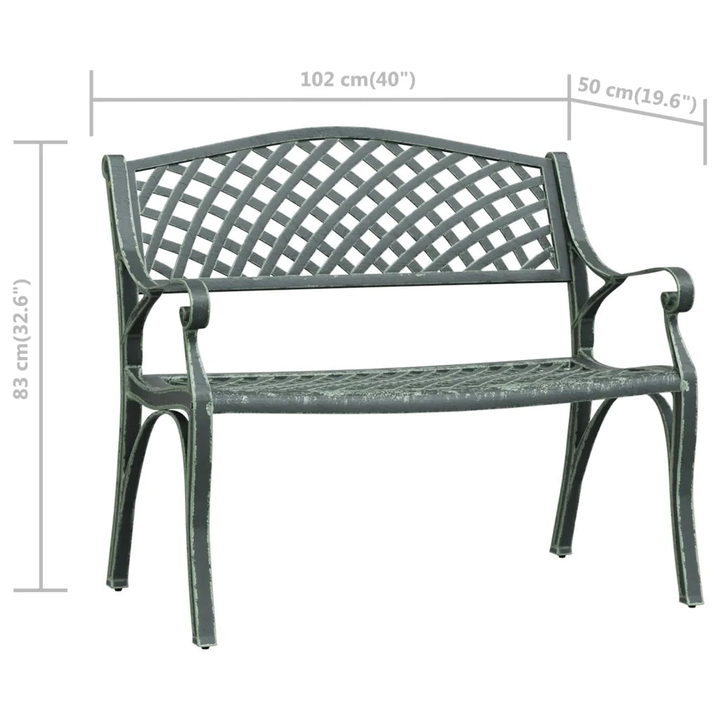 Panchina da Giardino 102 cm in Alluminio Pressofuso Verde