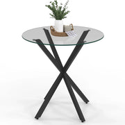 IDMarket - Tavolo da pranzo rotondo per 4 persone ALIX con gamba a ragno nera e piano in vetro da 80 cm