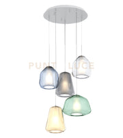 SOSPENSIONE BIANCO 5 LUCI TONDA VETRI (ALPHA VE) (BETA TR + BLU) (GAMMA FU + AM) 1176BI-S5 T ABG-MC