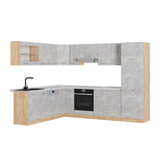 Cucina angolare completa R-Line Calcestruzzo/Rovere dorato 287 x 227 cm, PL Marmo Vicco