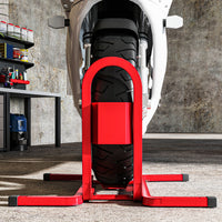 Blocca Ruota Moto 60x55x43 cm Regolabile su 3 Livelli da 250 kg max in Metallo Rosso