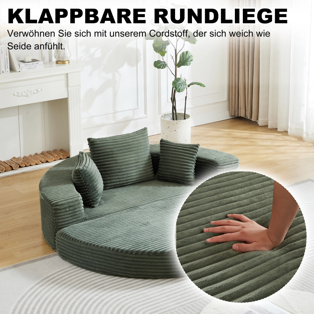 Divano Letto Rotondo 2 in 1 ¨C MINIMAL ¨C Tessuto con Tasche