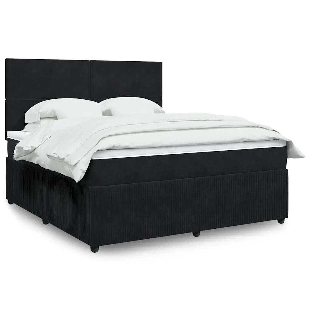 Giroletto a Molle con Materasso Nero 180x200 cm in Velluto 3292402