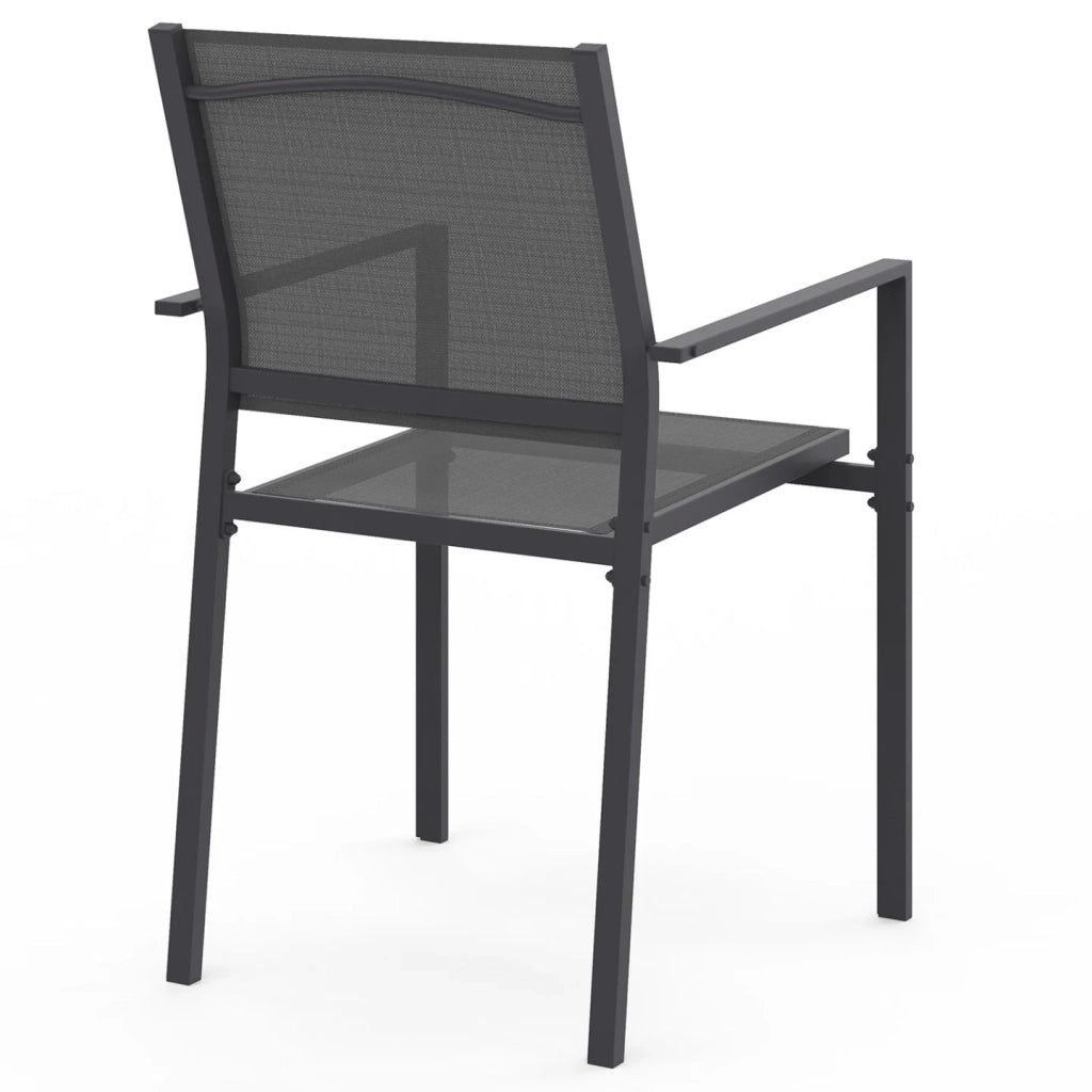 IDMarket - Set di 6 sedie da giardino impilabili OLBIA in metallo e textilene, grigio antracite