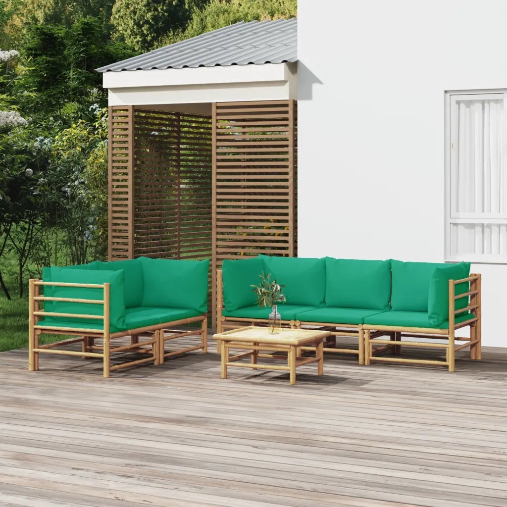 Set Salotto da Giardino 6pz con Cuscini Verdi BambÃ¹cod mxl 76326