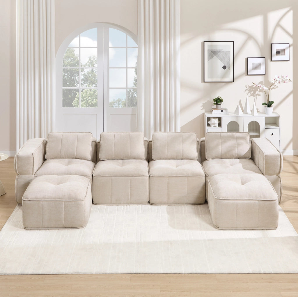 Divano modulare senza struttura 344 x 162 x 67 cm in poliestere beige