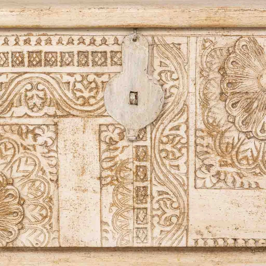Bauletto artigianale in legno bianco 150x45x46h cm