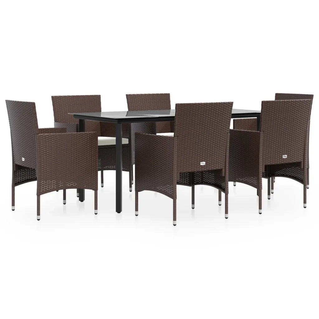 Set da Pranzo da Giardino 7 pz con Cuscini Marrone e Nero cod mxl 44577
