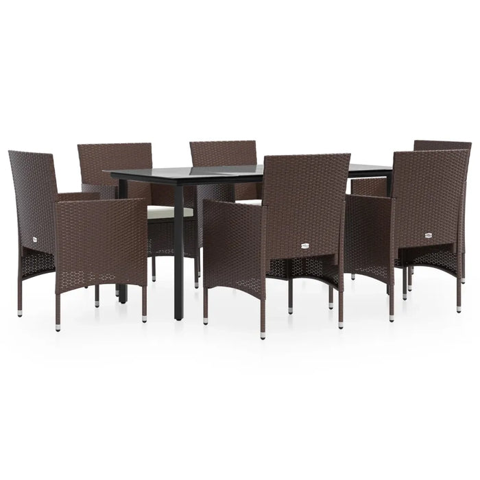 Set da Pranzo da Giardino 7 pz con Cuscini Marrone e Nero cod mxl 44577