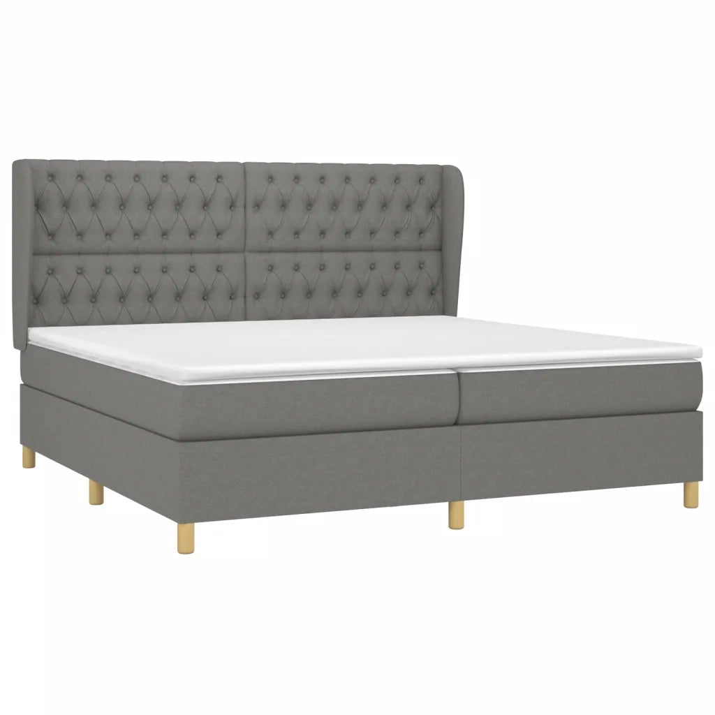 Giroletto a Molle con Materasso Grigio Scuro 200x200 cm Tessuto 3128790