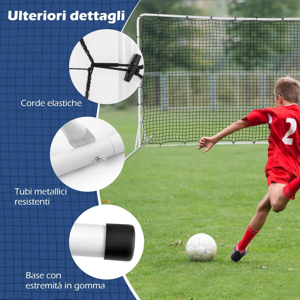 Porta da Calcio Rimbalzanti 372,5 x 182,5 CM, Set di Attrezzature da Calcio con Rete Resistente alle Intemperie, Borsa e 6 Picchetti per Terreno, Cortile e Parco