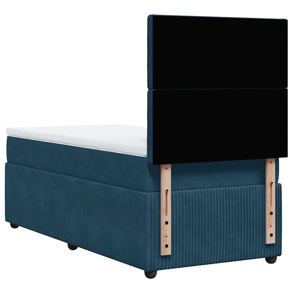 Giroletto a Molle con Materasso Blu Scuro 100x200 cm in Velluto
