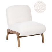 Poltrona Lounge Bassa in Bouclé Bianco Panna Senza Braccioli Stile Scandinavo