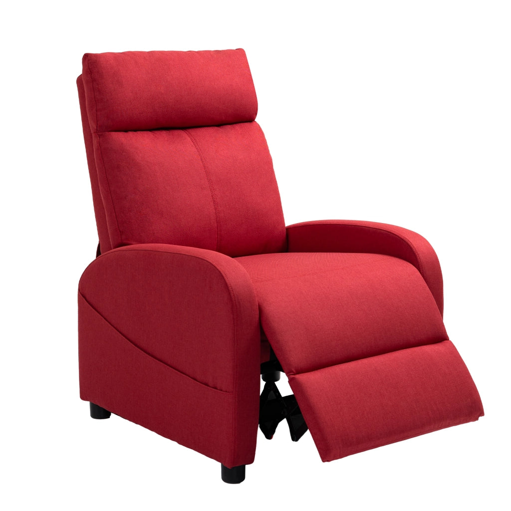 Poltrona Relax Reclinabile con Poggiapiedi ¨C zephmum ¨C Tessuto Effetto Lino Rosso