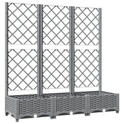 Fioriera rialzata per piante fiori e terrazze con traliccio di colore chiaro 120 x 40 x 121,5 cm PP grigio 02_0038342