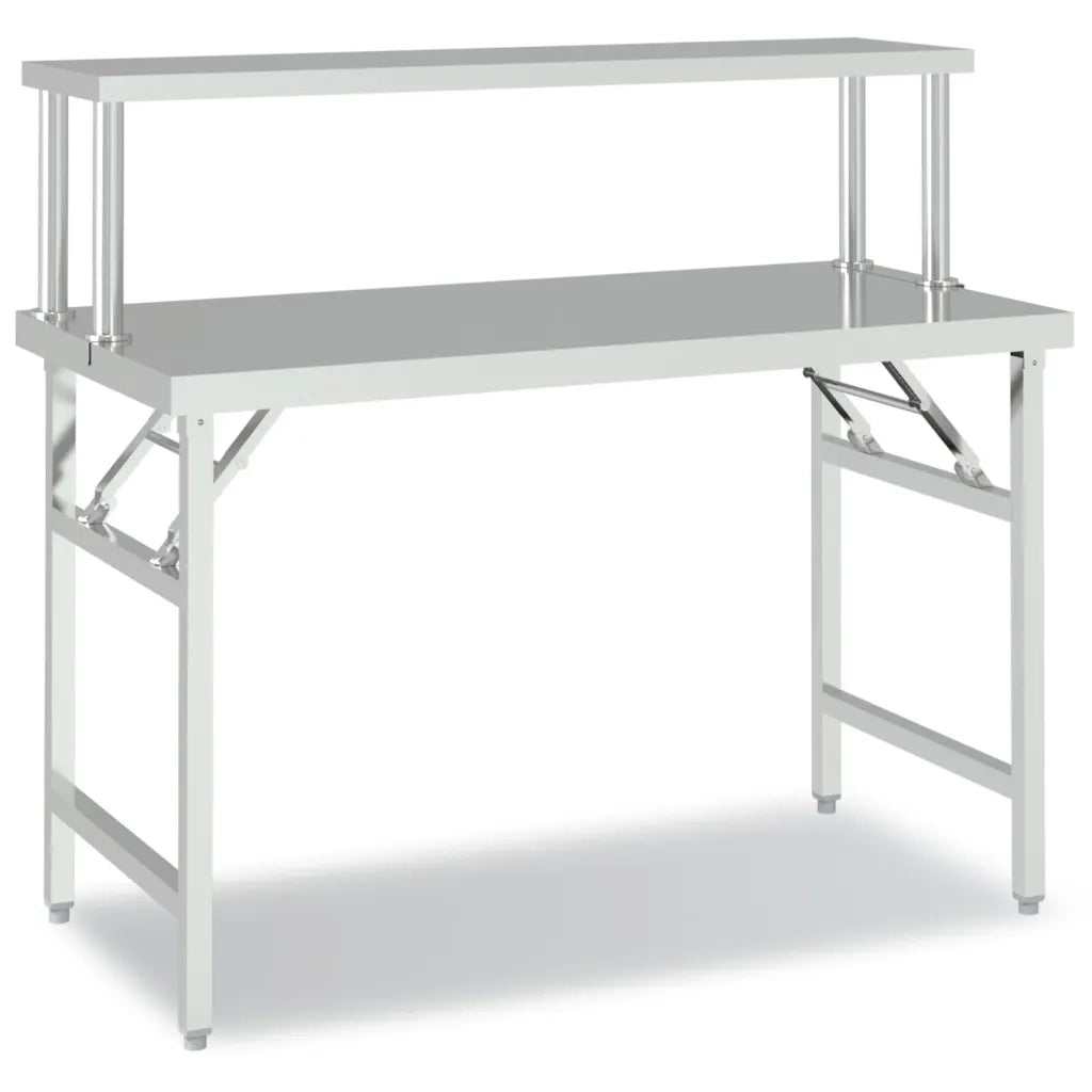 Tavolo Lavoro Cucina con Ripiano 120x60x115 cm Acciaio Inox CFW4394125