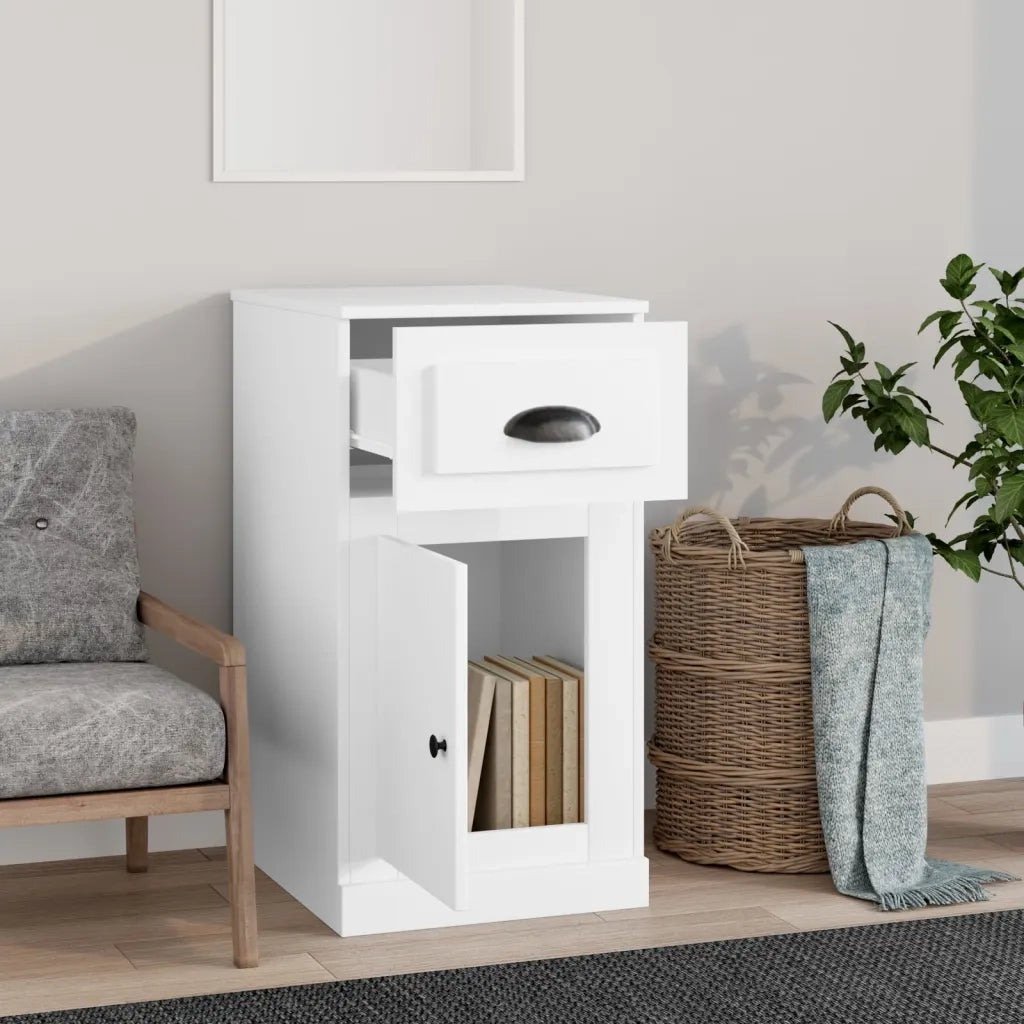 Mobiletto con Cassetto Bianco 40x50x75 cm in Legno Multistrato