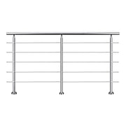 Ringhiera Balaustra Corrimano in acciaio inox spazzolato 220x106cm per interni ed esterni 5 barre trasversali