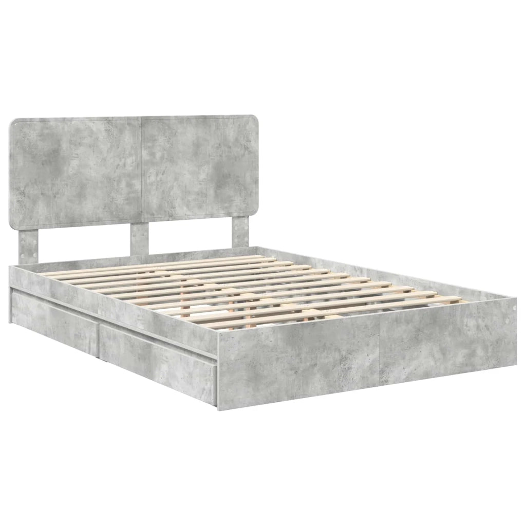 Letto con Contenitore con testiera Grigio cemento 150 x 200 cm 3412675