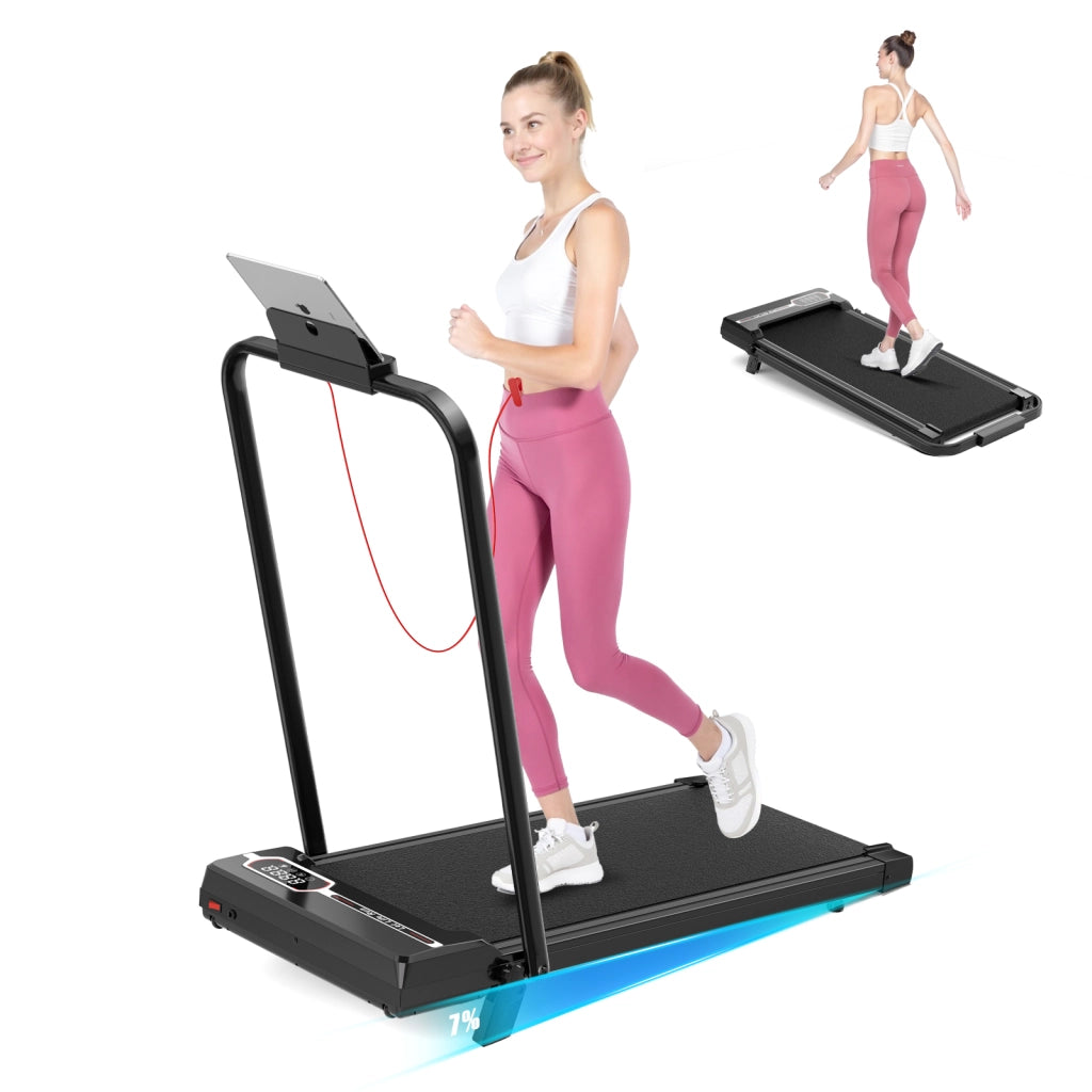 Tapis roulant 3 in 1, tappeto da camminata compatto da 1 a 8 km/h per casa e ufficio con display LED e regolazione dell'inclinazione