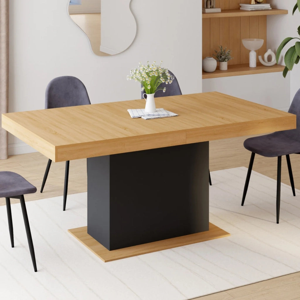 IDMarket - Tavolo da pranzo rettangolare allungabile EDEN 6-10 persone in legno e nero 160-200 cm