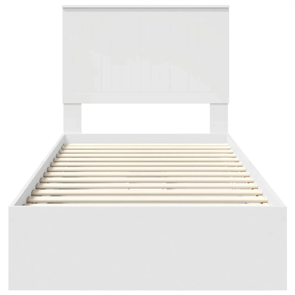 Letto singolo | Letto per adulti | Letto con Contenitore Bianco 90 x 200 cm Legno multistrato