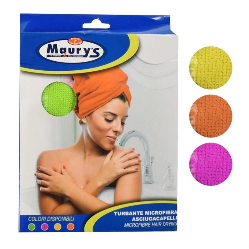 3 X MAURY'S TURBANTE IN MICROFIBRA PER ASCIUGARE I CAPELLI COLORI ASSORTITI