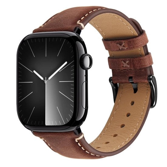 Cinturino in Pelle per Apple Watch 49mm/46mm/45mm/44mm/42mm/41mm/40mm - Cinturino di Pelle Interchangeabile per Uomo - Adattabile per Polsiere da 90mm a 180mm