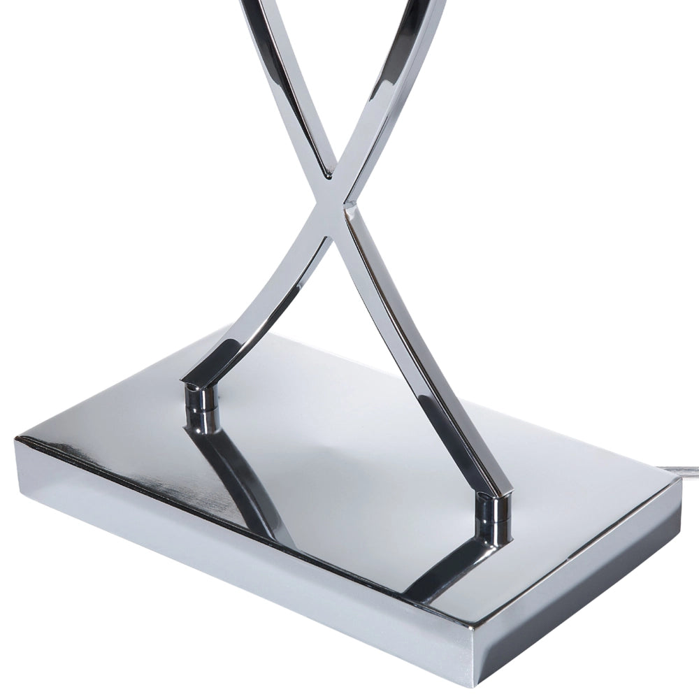 Lampada da Tavolo Metallo Argento Bianco Paralume Rettangolare 62H cm Soggiorno Moderno