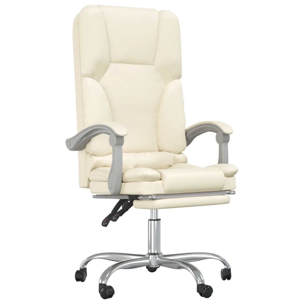 Poltrona da Ufficio Massaggiante Reclinabile Crema Similpelle cod mxl 17719