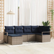 Set di divani con cuscino 6 pcs Grigio polyrattan