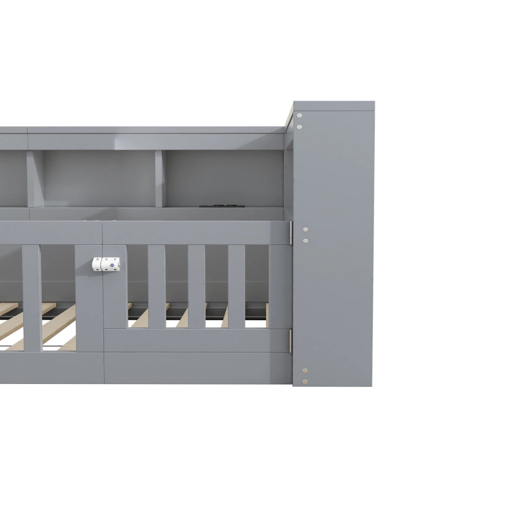 LETTO Giorno 90x200 cm Grigio in truciolare e MDF con prese USB