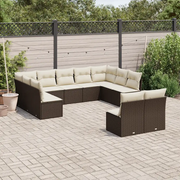 Set Divani da Giardino 11 pz con Cuscini Polyrattan Marrone 3250192