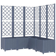 Fioriera rialzata per piante fiori patio giardino con traliccio 120 x 120 x 136 cm PP grigio 02_0038227