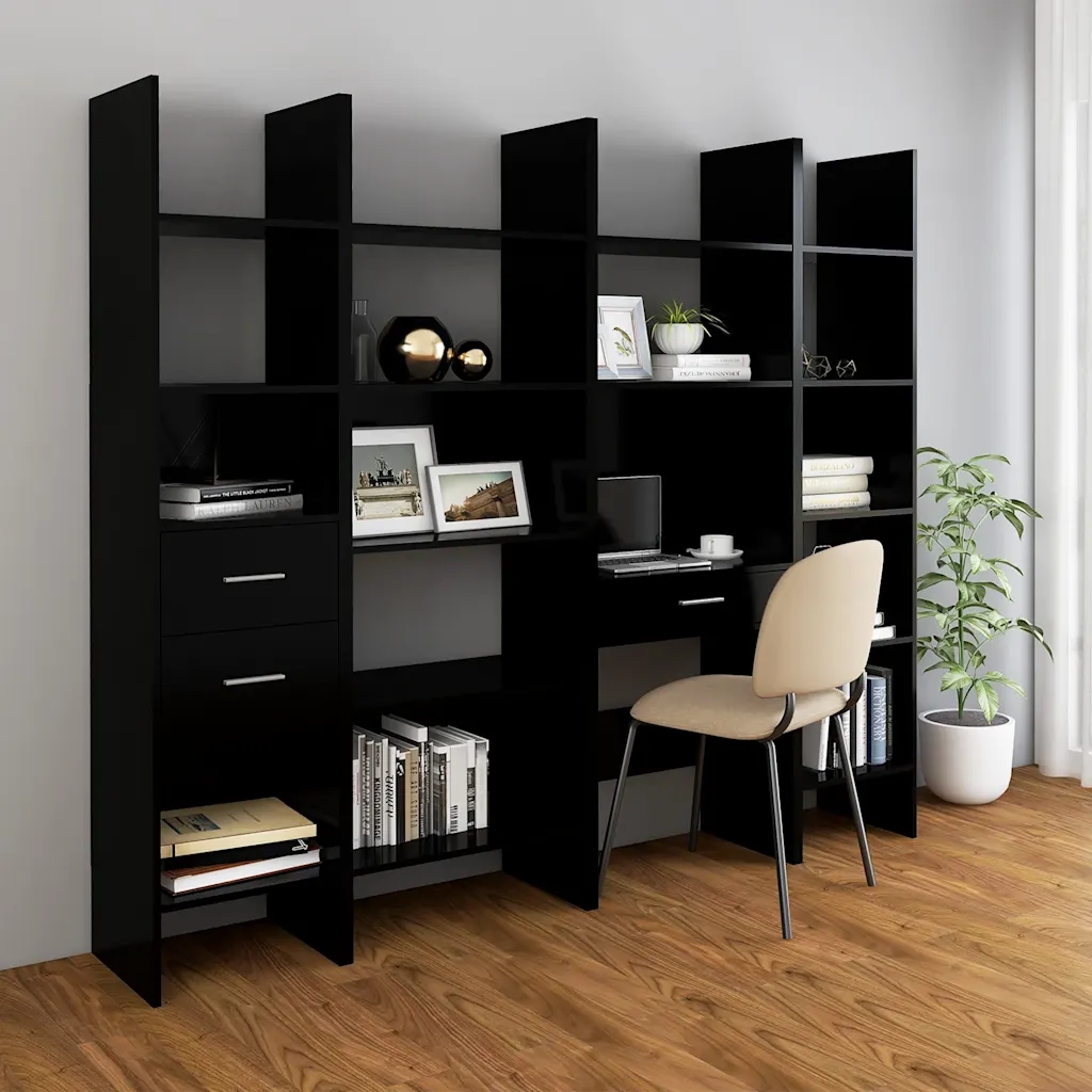 Libreria-Scaffale per Libri-Mobile di Stoccaggio Nera 40x35x180 cm in Legno Multistrato