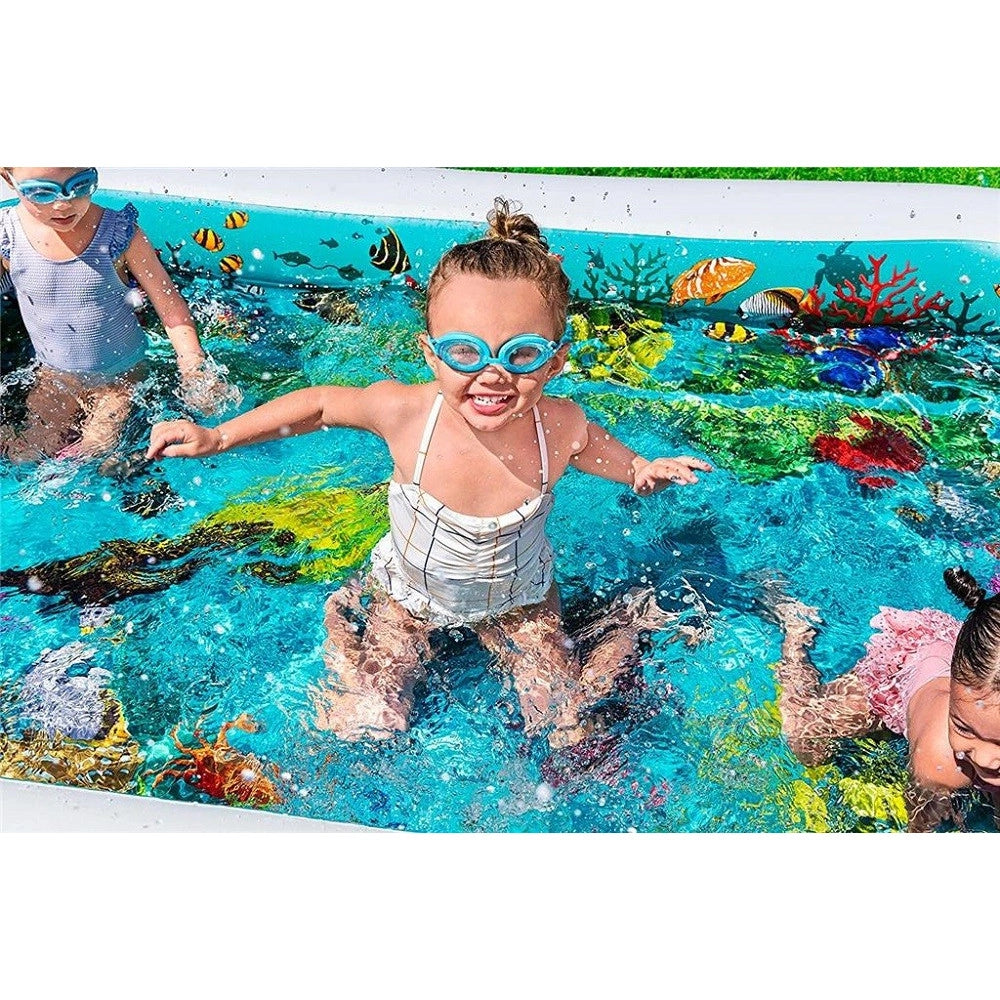 Trade Shop - Piscina Avventura Marina 3d 262x175x51cm Rettangolare 2 Anelli Occhialini 3d 54177 -
