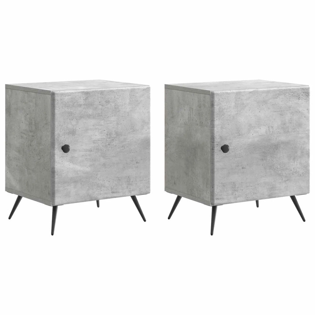 Set di 2 Comodini | Armadio da Notte | Mobiletto da notte Grigio Cemento 43 x 34,5 x 50 cm