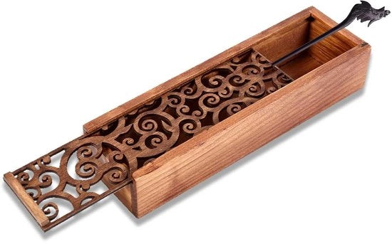 Pennileggiatore in legno retro - cassettino per pennarelli - coperchio scorrevole - scatola di conservazione per artigianato - formato compatto 7,7 x 2,2 x 1,6 pollici - coperchio estensibile