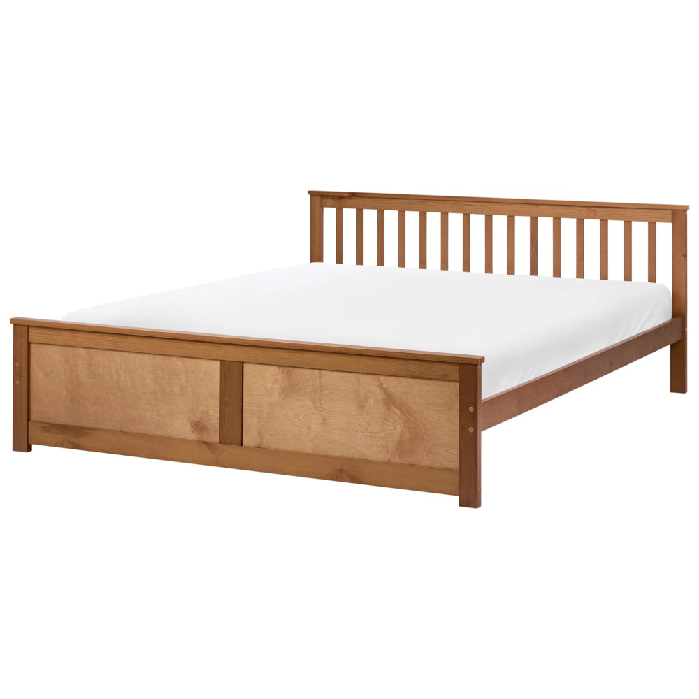 Letto matrimoniale in pino MDF con rete a doghe 180 x 200 cm in marrone stile minimalista scandinavo